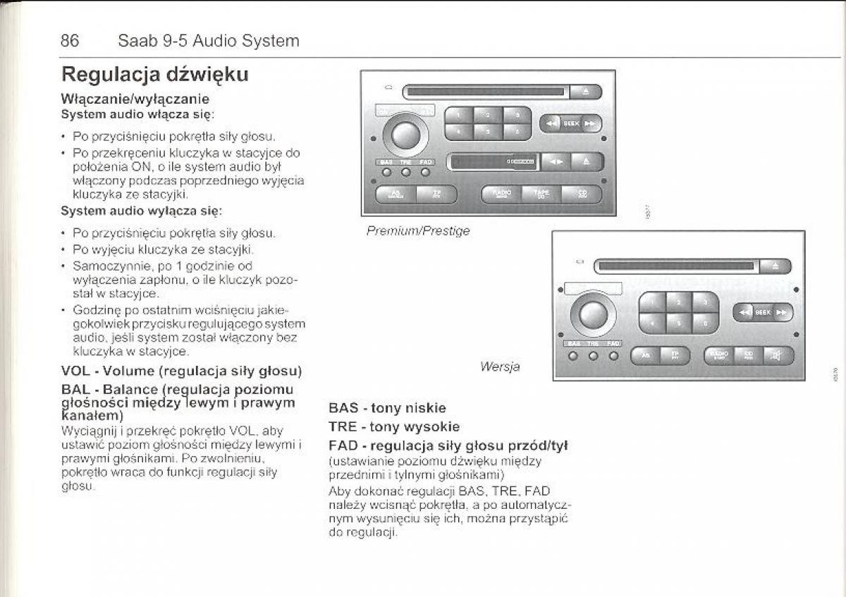 Saab 9 5 I 1 YS3E instrukcja obslugi / page 85