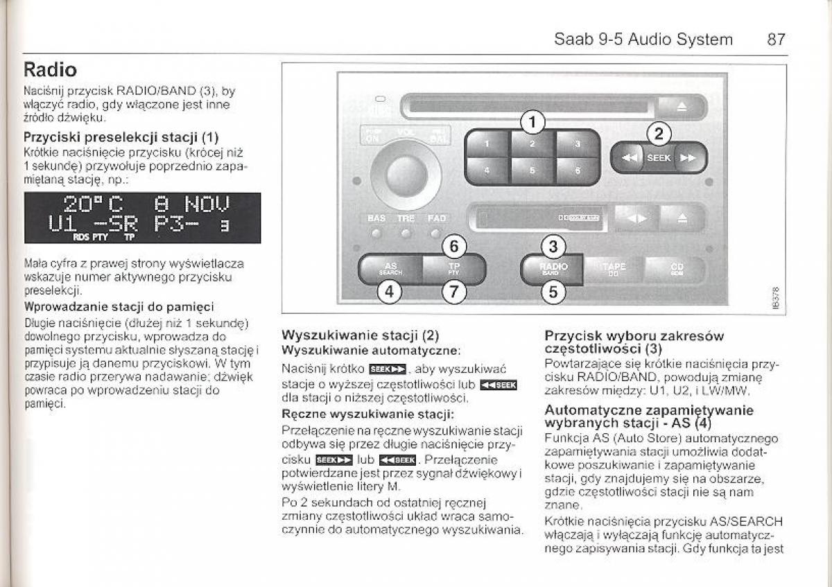 Saab 9 5 I 1 YS3E instrukcja obslugi / page 86