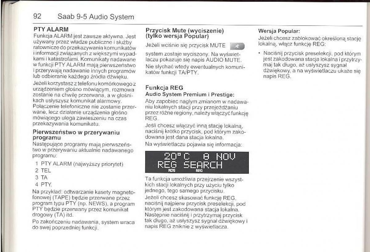 Saab 9 5 I 1 YS3E instrukcja obslugi / page 91