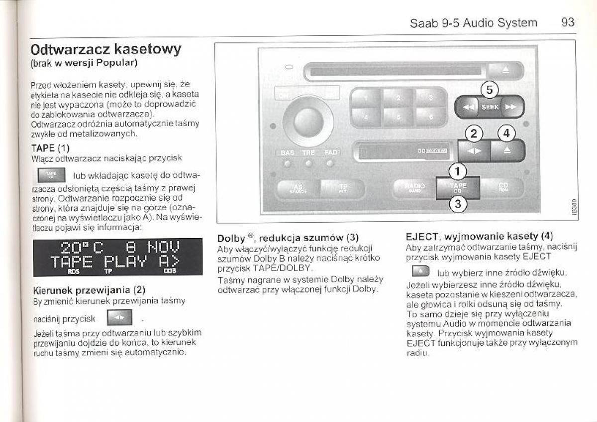 Saab 9 5 I 1 YS3E instrukcja obslugi / page 92