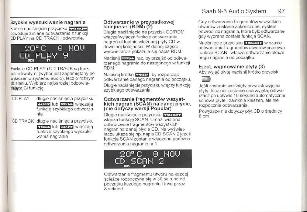 Saab 9 5 I 1 YS3E instrukcja obslugi / page 96