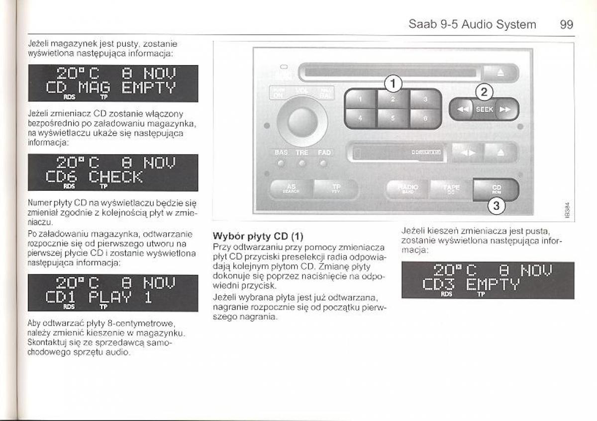 Saab 9 5 I 1 YS3E instrukcja obslugi / page 98