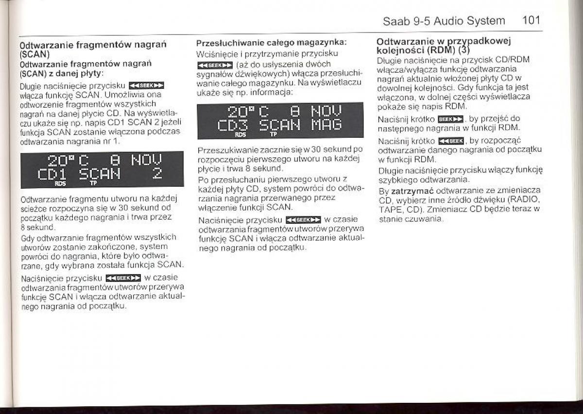 Saab 9 5 I 1 YS3E instrukcja obslugi / page 100