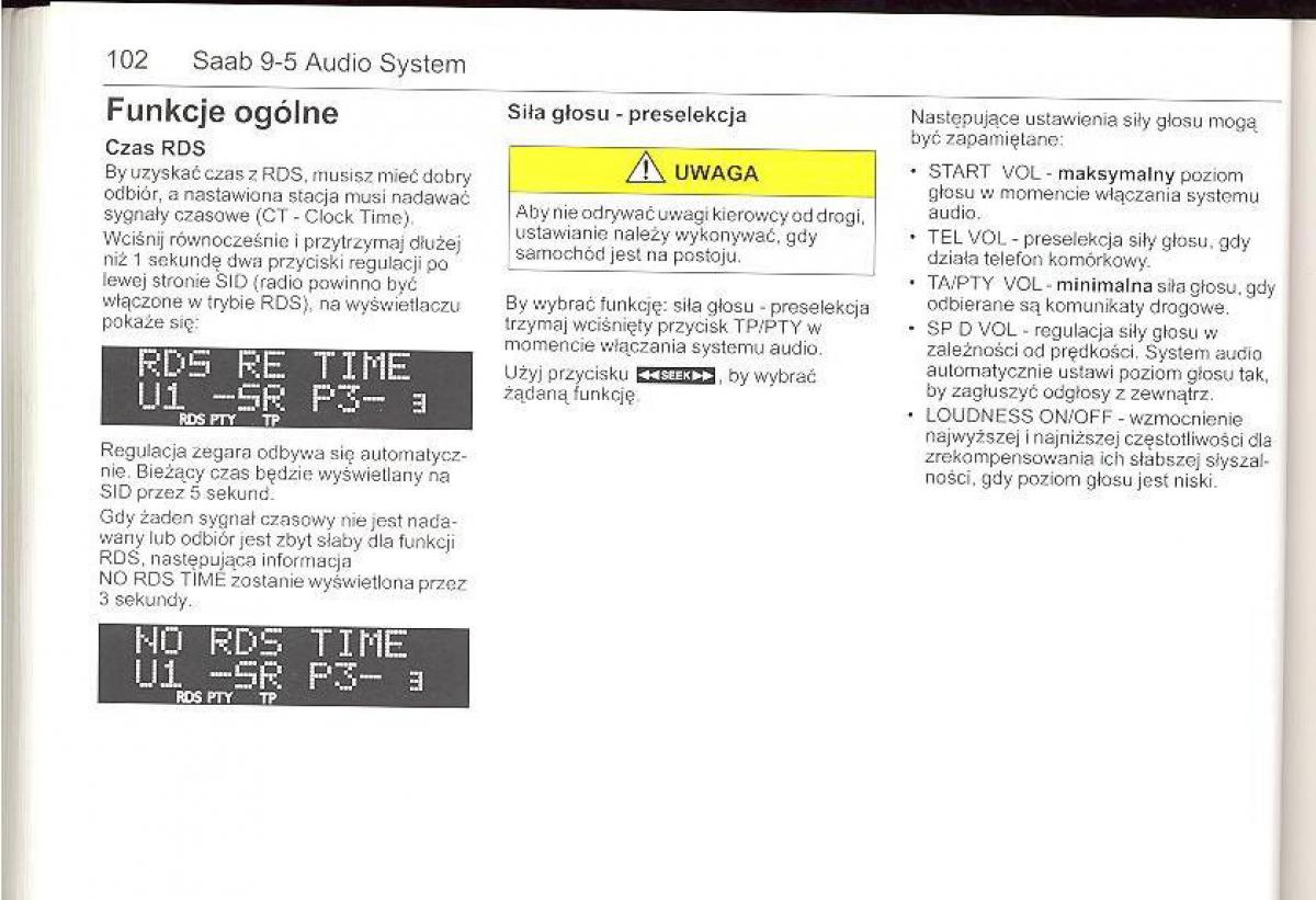 Saab 9 5 I 1 YS3E instrukcja obslugi / page 101