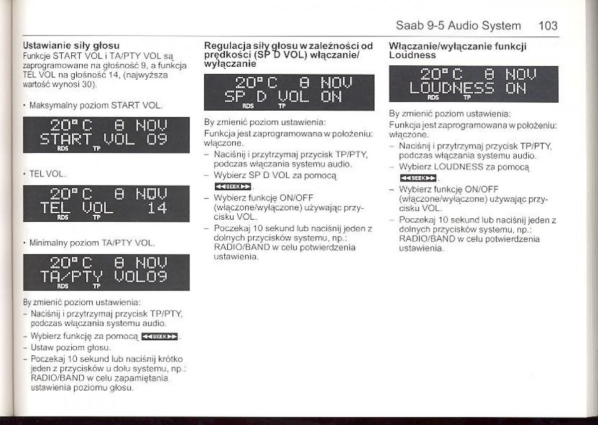 Saab 9 5 I 1 YS3E instrukcja obslugi / page 102