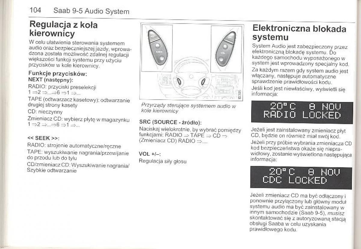 Saab 9 5 I 1 YS3E instrukcja obslugi / page 103