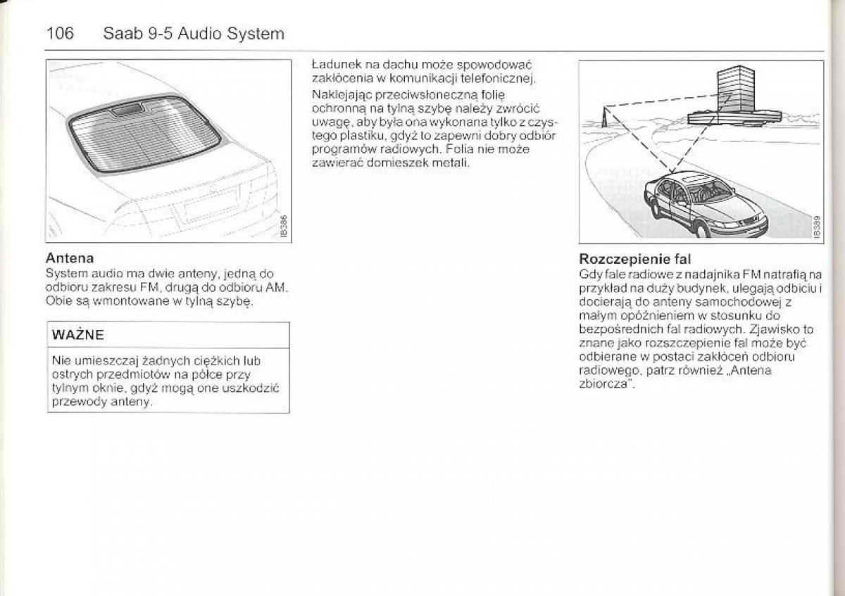 Saab 9 5 I 1 YS3E instrukcja obslugi / page 105