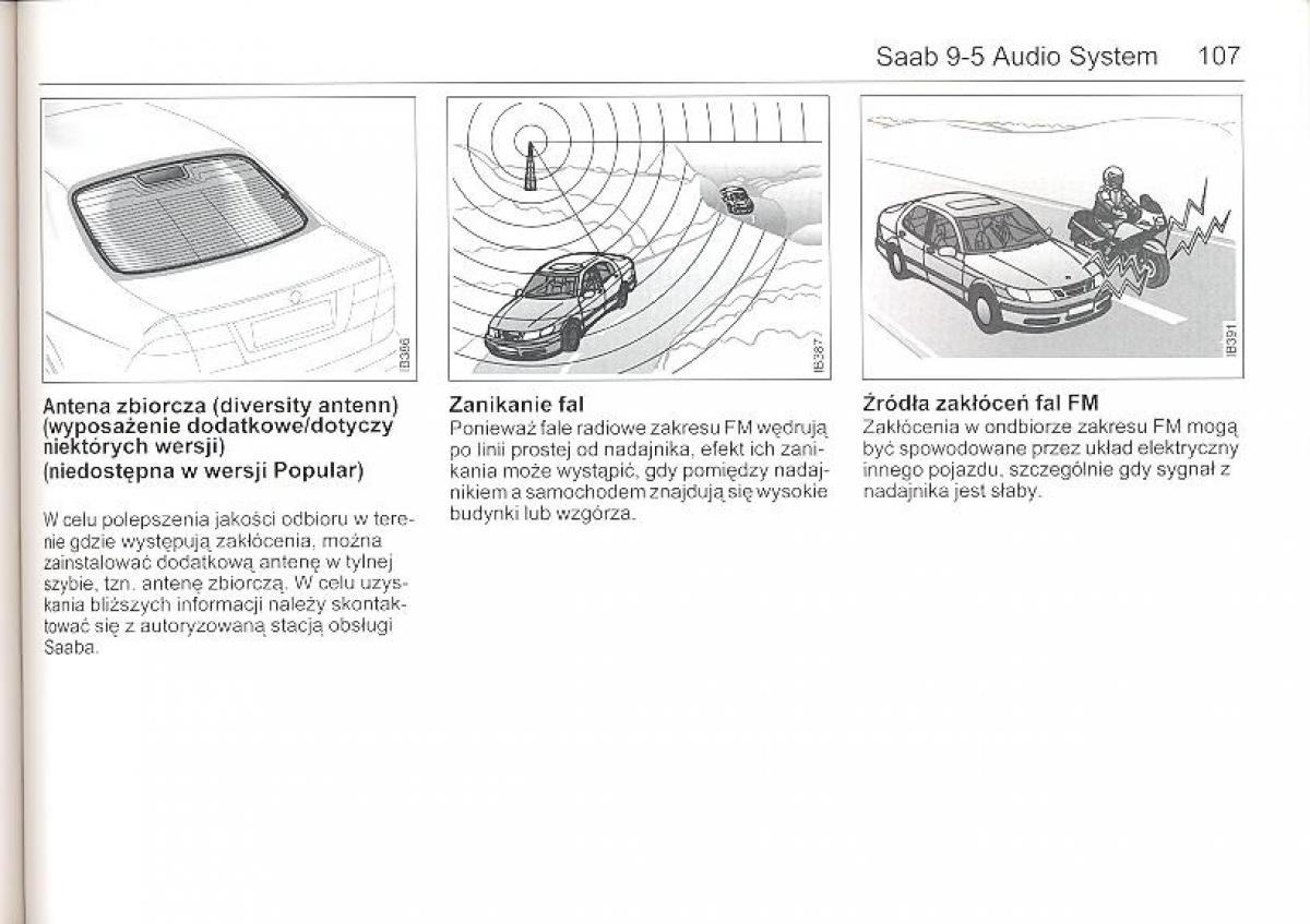 Saab 9 5 I 1 YS3E instrukcja obslugi / page 106