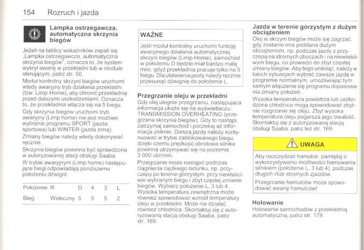 Saab 9 5 I 1 YS3E instrukcja obslugi / page 153