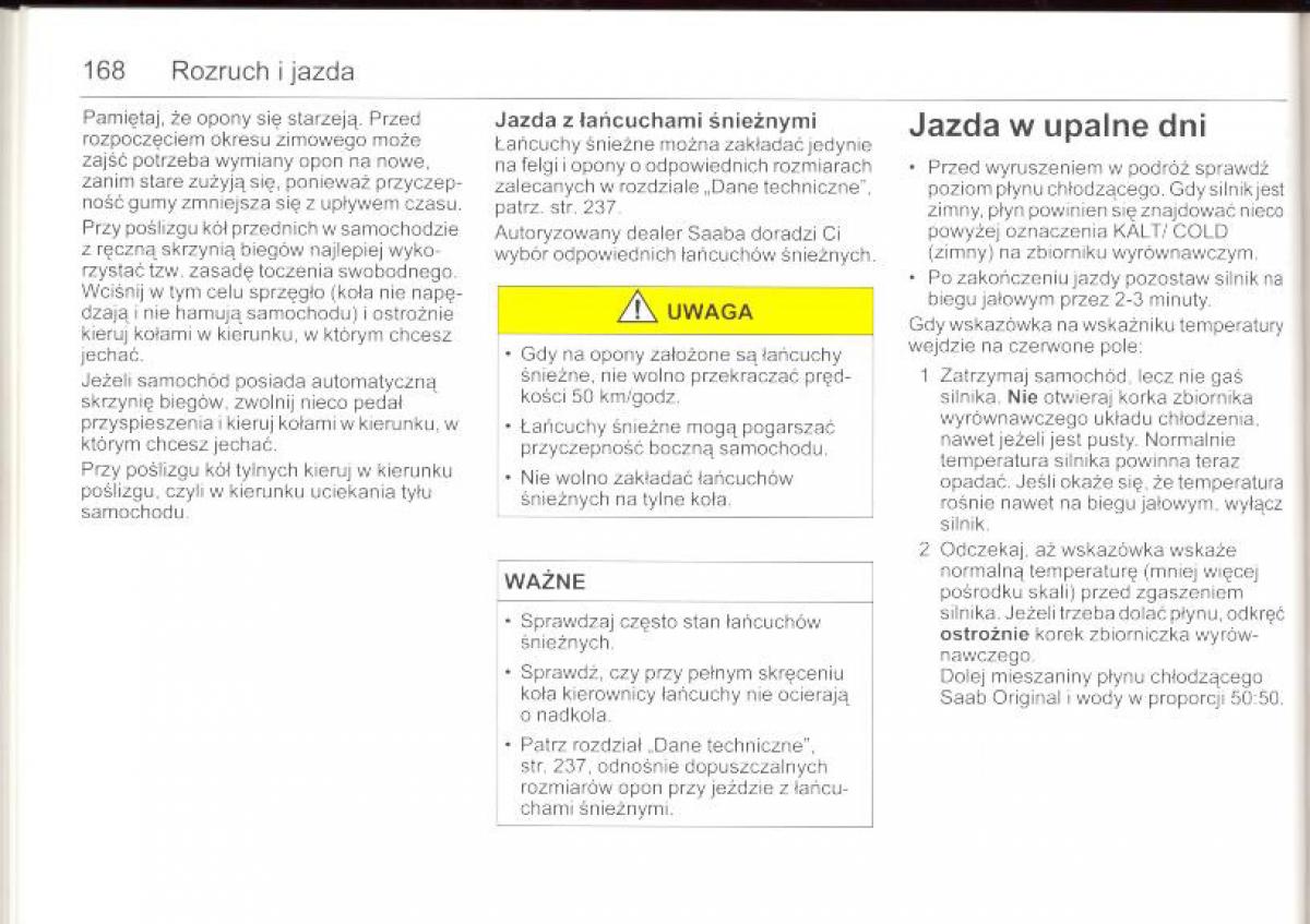 Saab 9 5 I 1 YS3E instrukcja obslugi / page 167