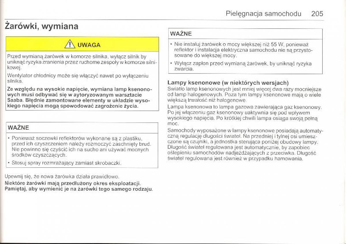 Saab 9 5 I 1 YS3E instrukcja obslugi / page 204