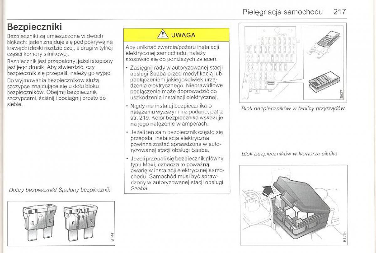 Saab 9 5 I 1 YS3E instrukcja obslugi / page 216