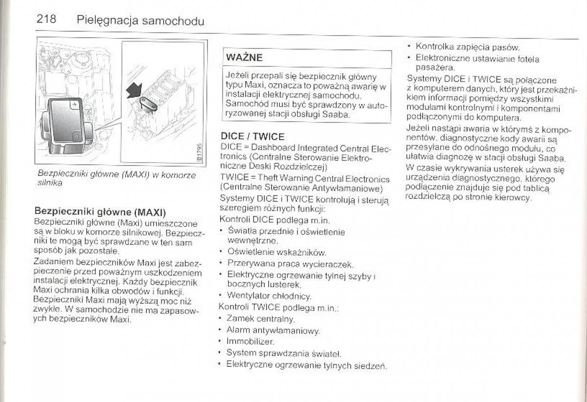 Saab 9 5 I 1 YS3E instrukcja obslugi / page 217