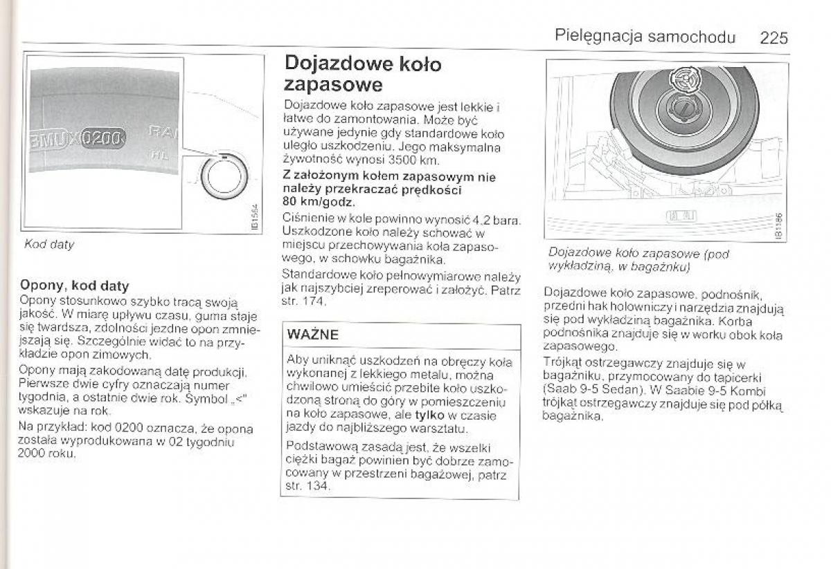 Saab 9 5 I 1 YS3E instrukcja obslugi / page 224