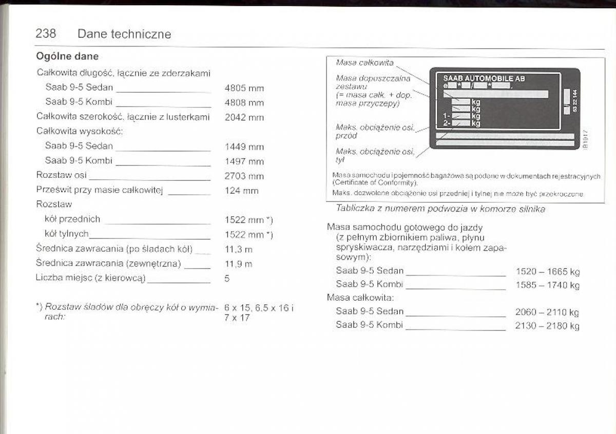 Saab 9 5 I 1 YS3E instrukcja obslugi / page 237