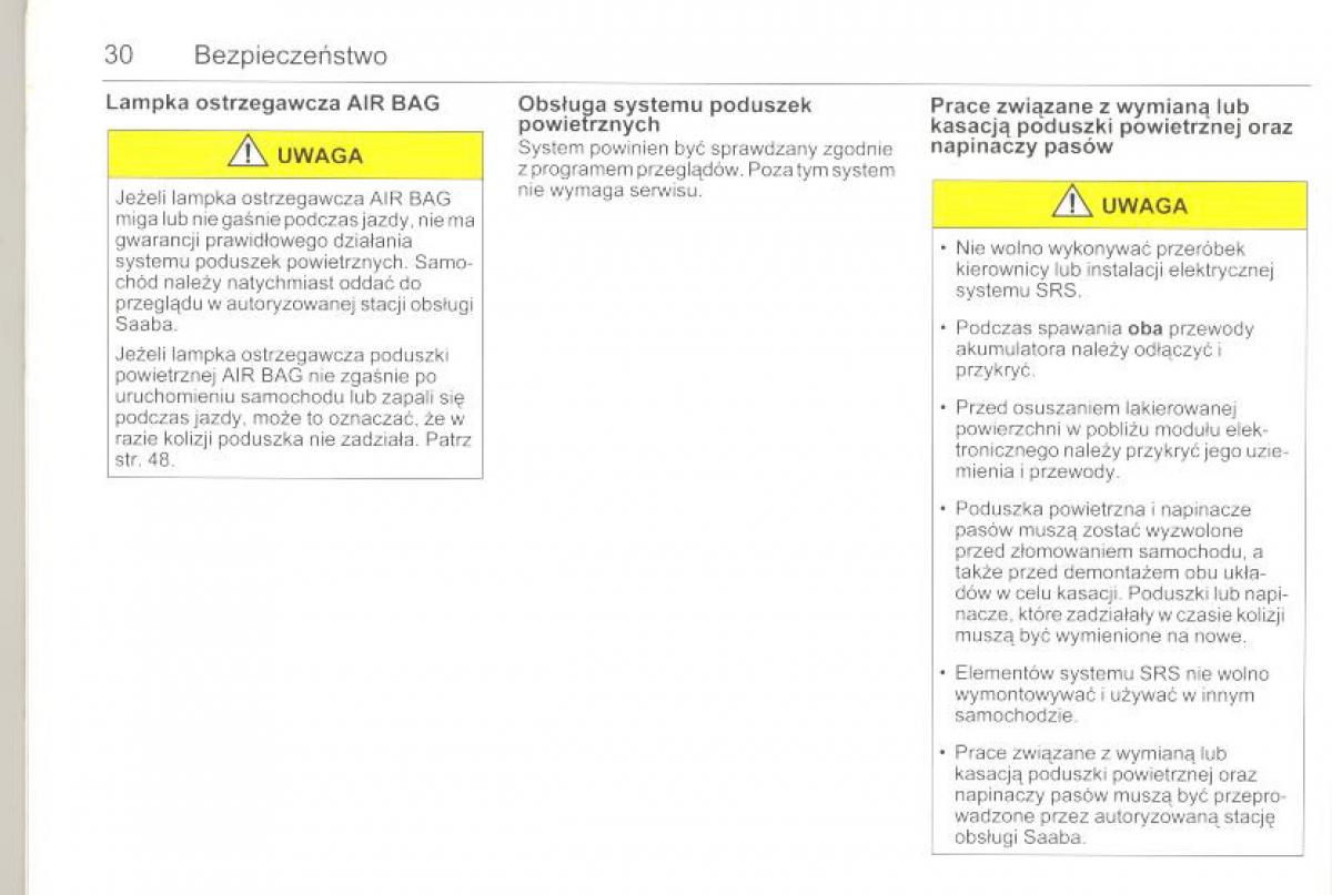 Saab 9 5 I 1 YS3E instrukcja obslugi / page 29