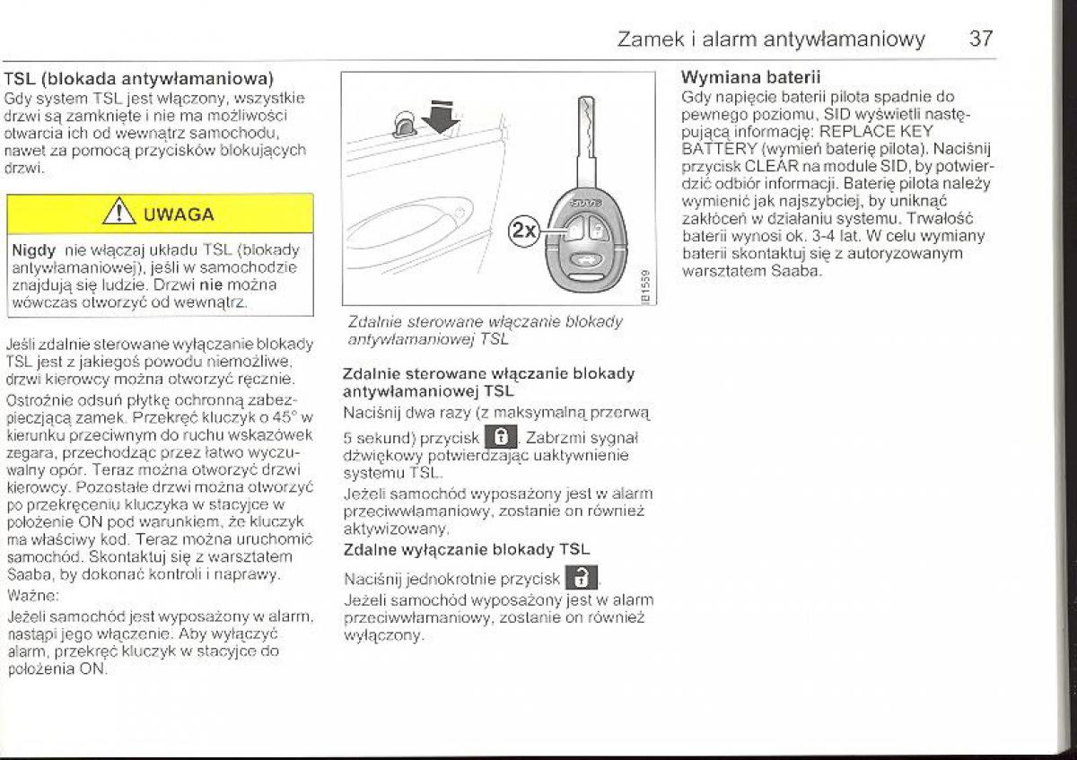 Saab 9 5 I 1 YS3E instrukcja obslugi / page 36