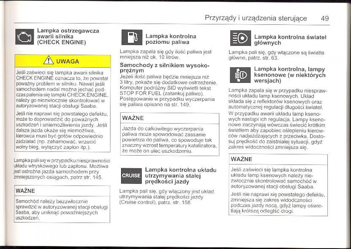 Saab 9 5 I 1 YS3E instrukcja obslugi / page 48