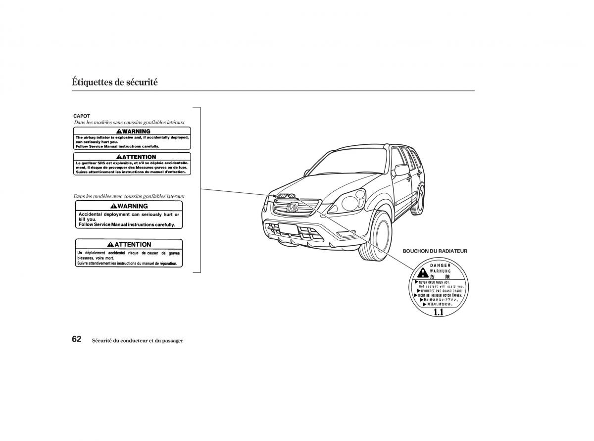 Honda CR V II 2 manuel du proprietaire / page 61