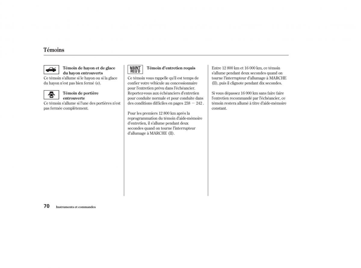 Honda CR V II 2 manuel du proprietaire / page 69