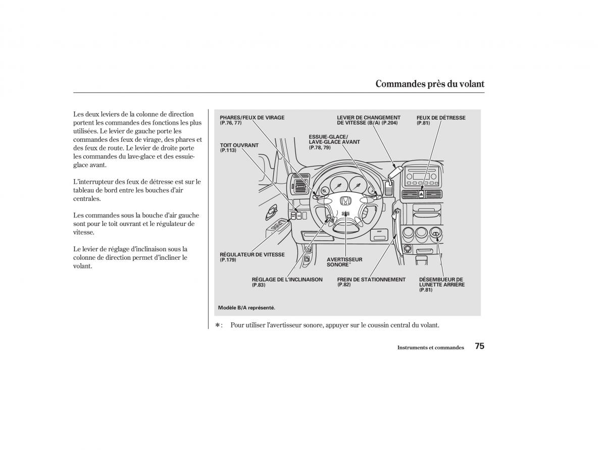 Honda CR V II 2 manuel du proprietaire / page 74