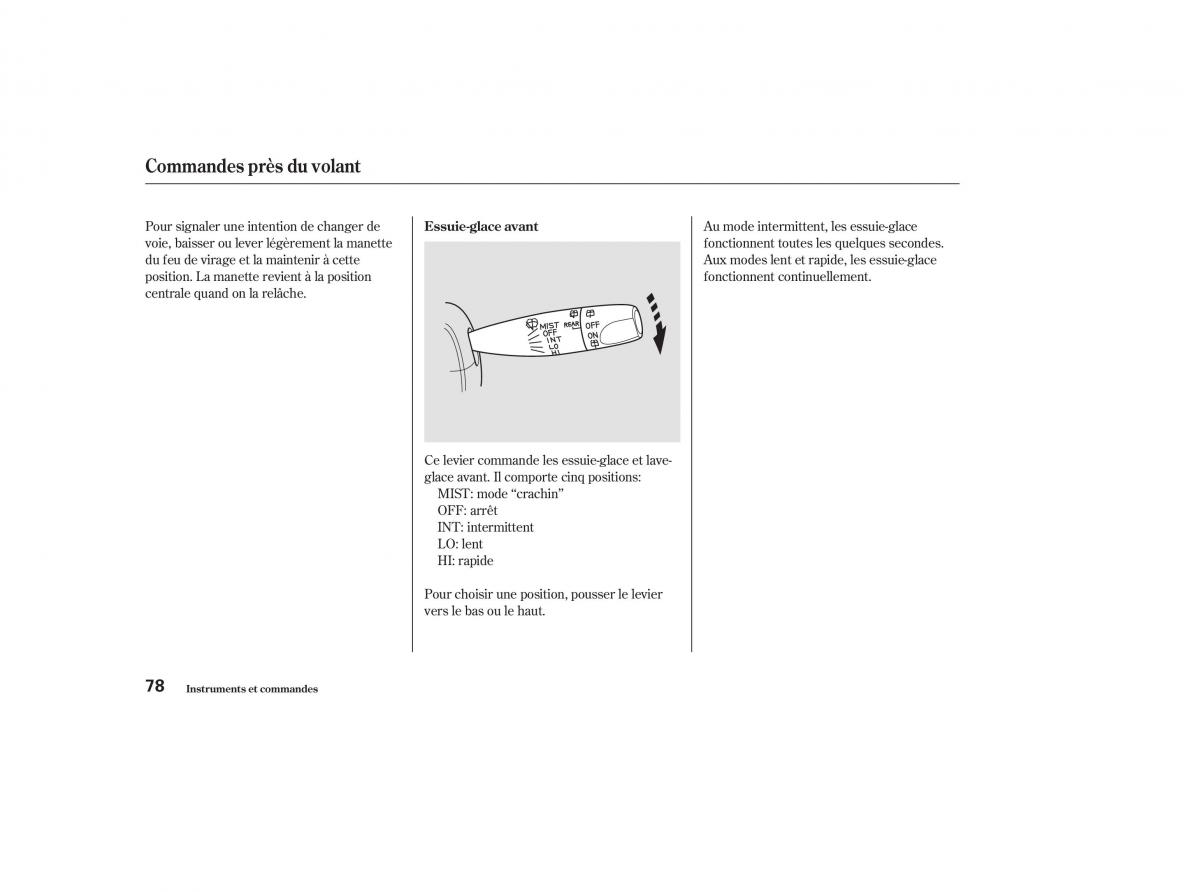 Honda CR V II 2 manuel du proprietaire / page 77