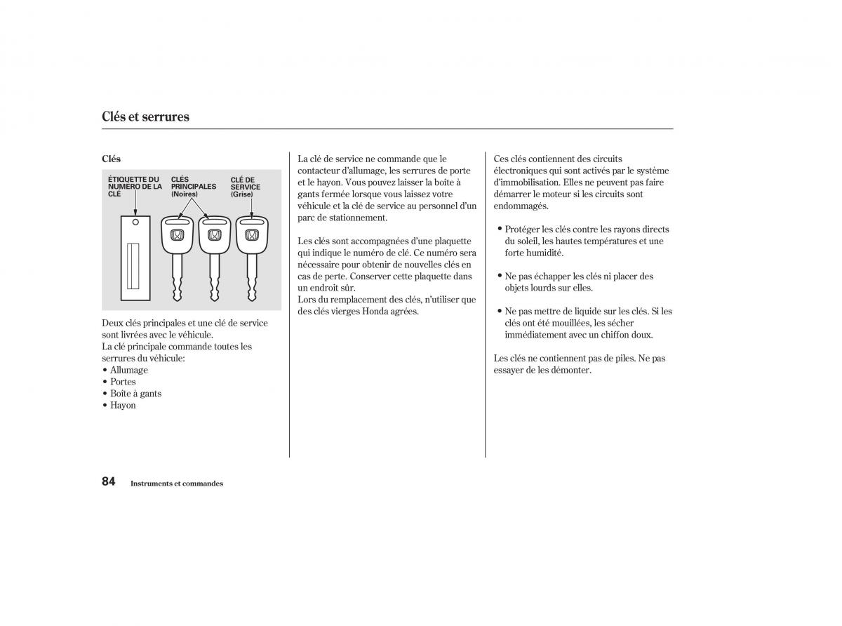 Honda CR V II 2 manuel du proprietaire / page 83