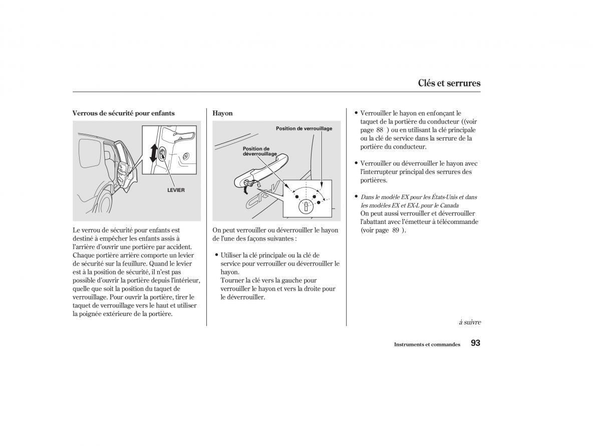 Honda CR V II 2 manuel du proprietaire / page 92