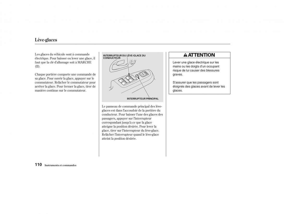 Honda CR V II 2 manuel du proprietaire / page 109