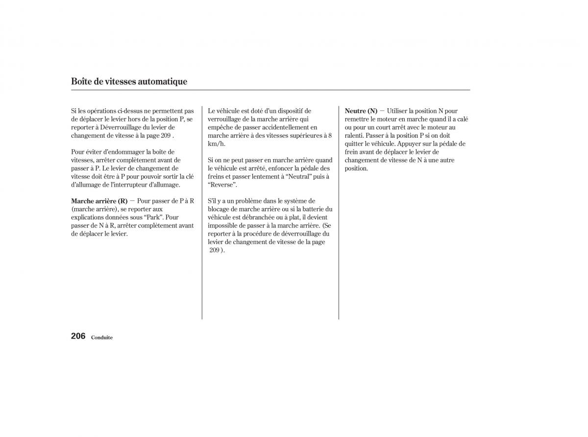 Honda CR V II 2 manuel du proprietaire / page 205