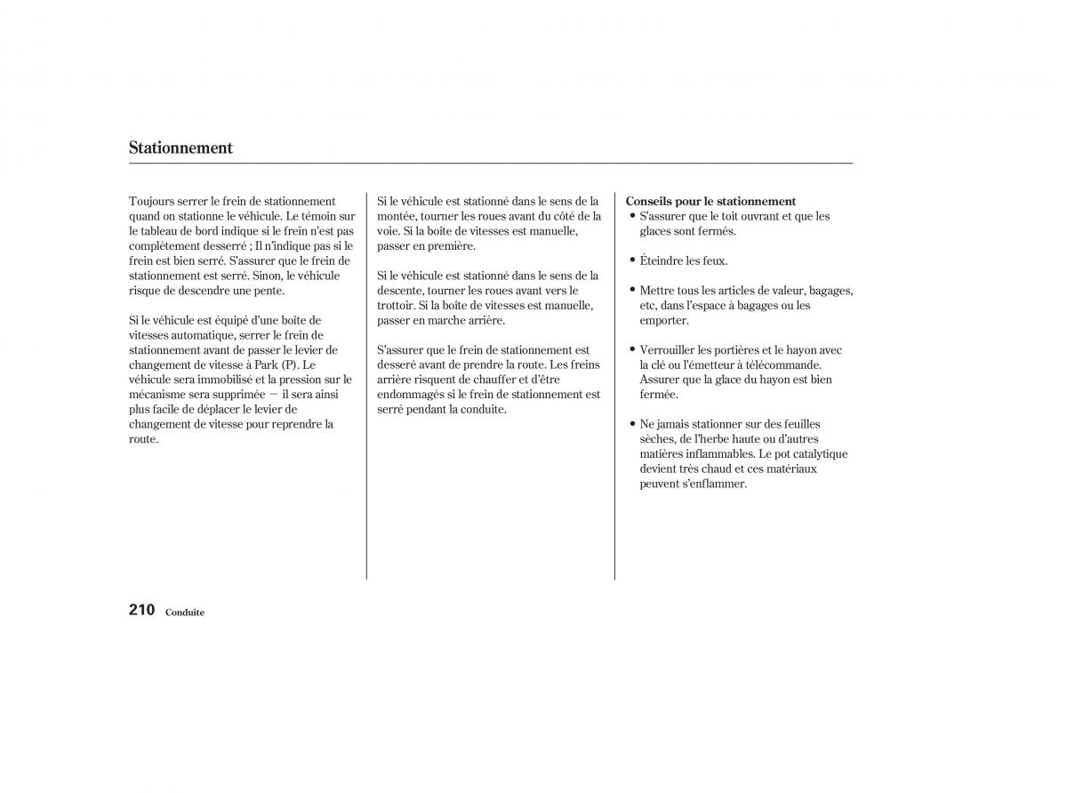 Honda CR V II 2 manuel du proprietaire / page 209