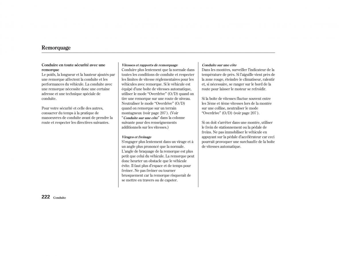 Honda CR V II 2 manuel du proprietaire / page 221