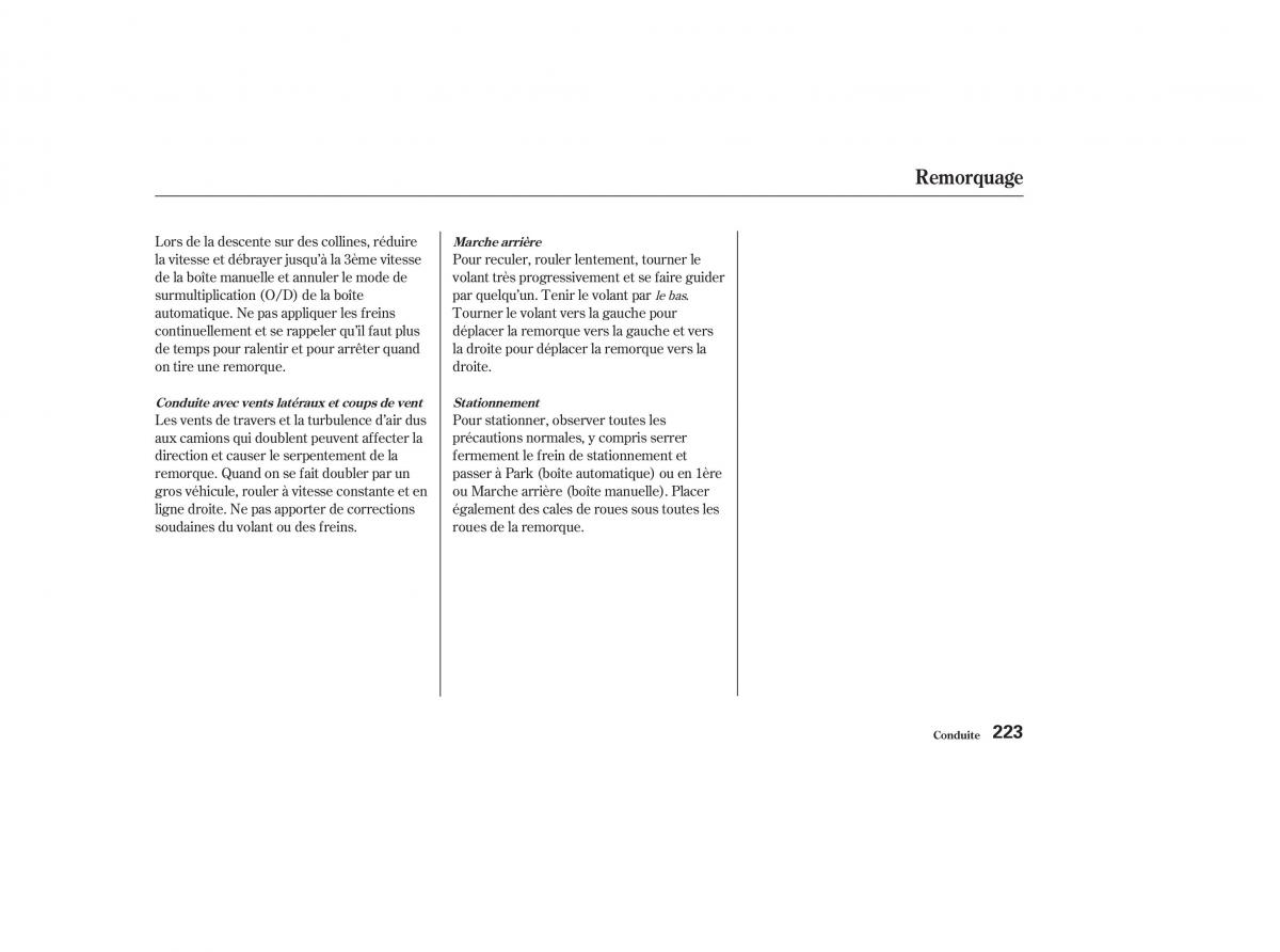 Honda CR V II 2 manuel du proprietaire / page 222