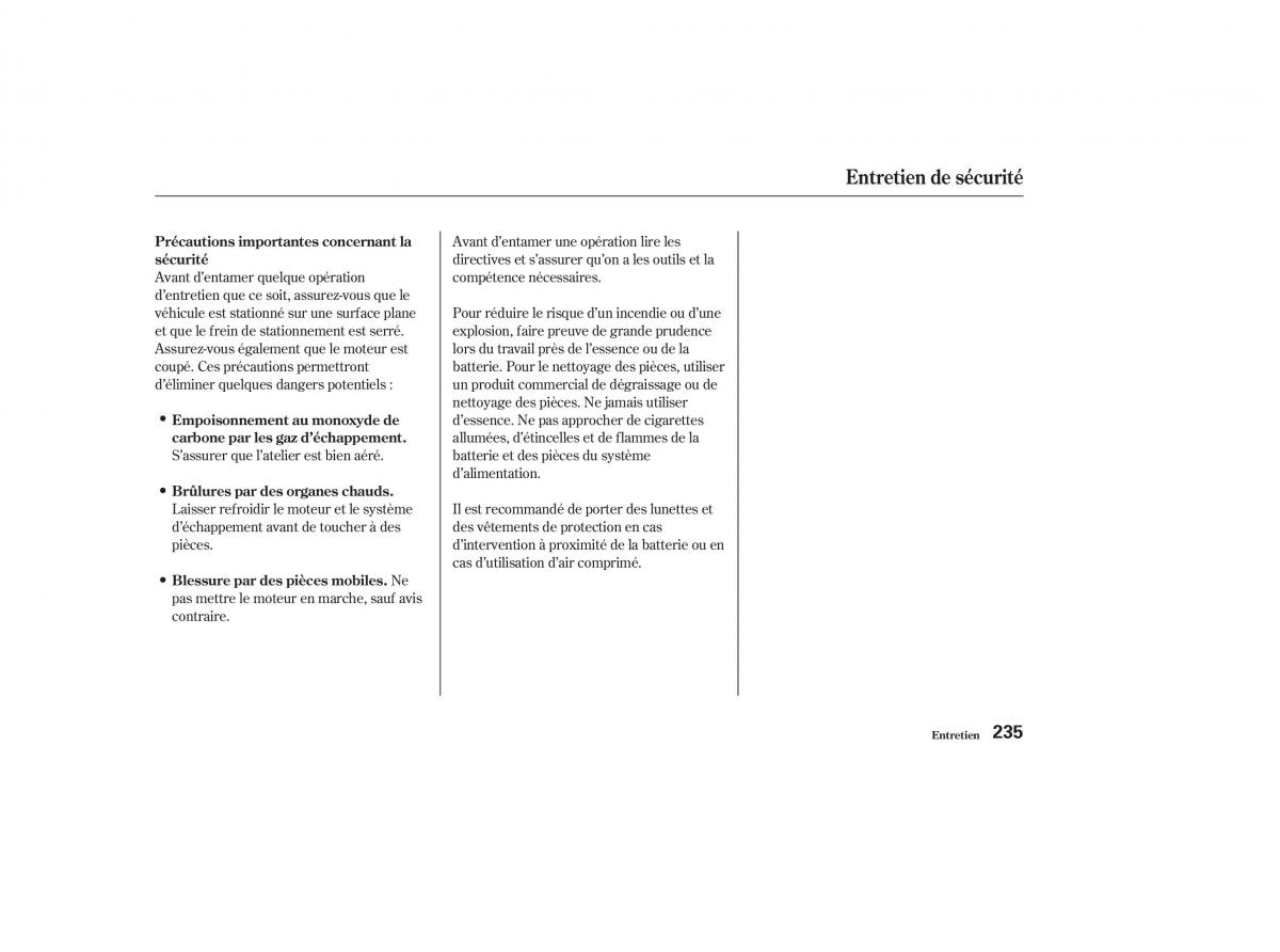 Honda CR V II 2 manuel du proprietaire / page 234