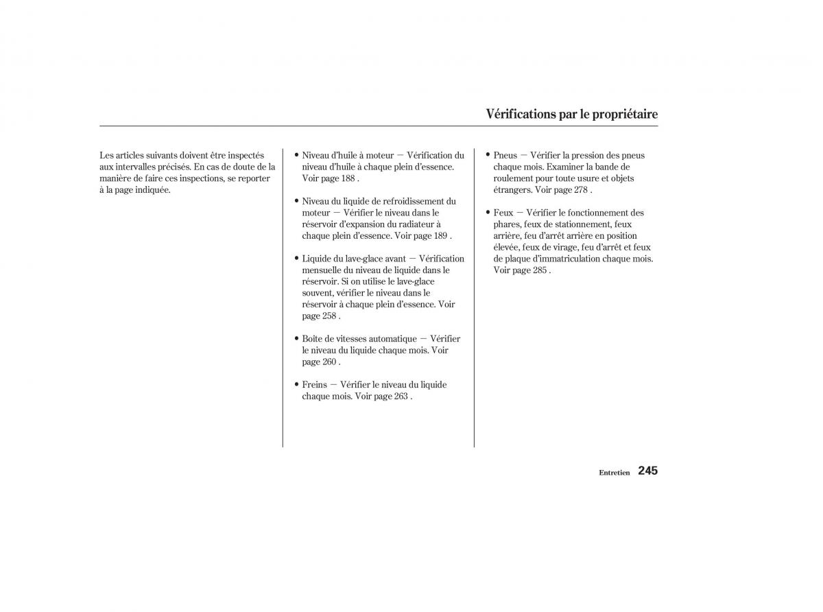 Honda CR V II 2 manuel du proprietaire / page 244