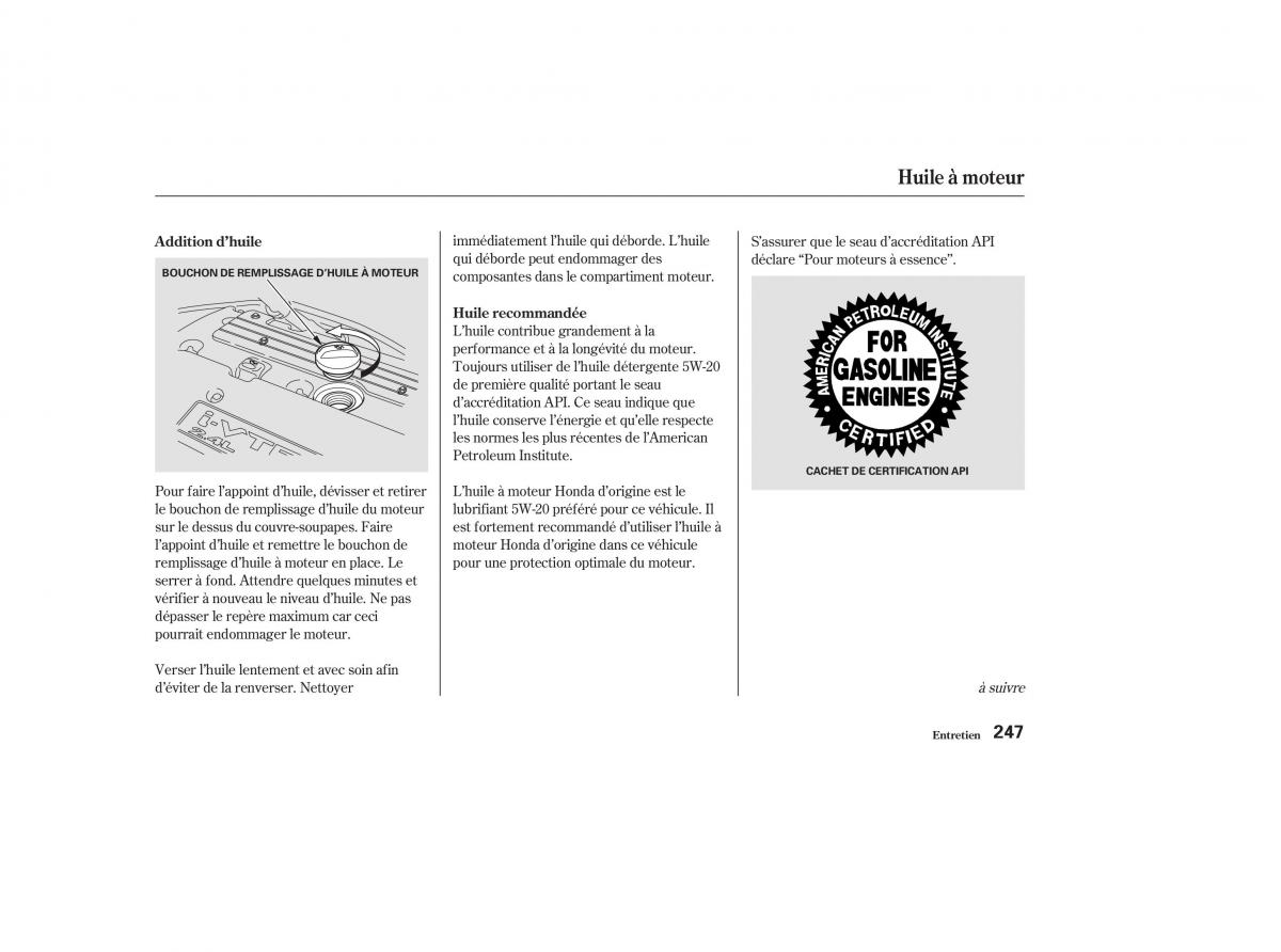 Honda CR V II 2 manuel du proprietaire / page 246