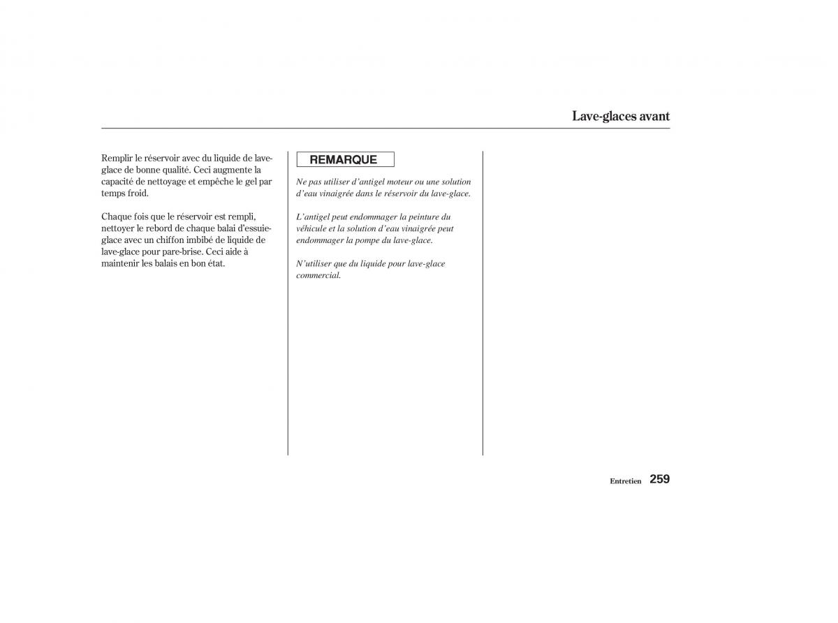 Honda CR V II 2 manuel du proprietaire / page 258