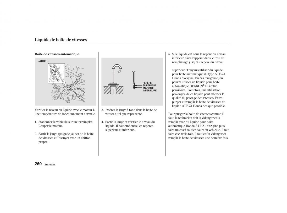 Honda CR V II 2 manuel du proprietaire / page 259