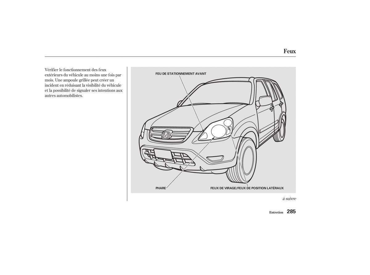 Honda CR V II 2 manuel du proprietaire / page 284