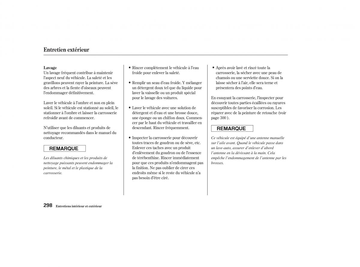 Honda CR V II 2 manuel du proprietaire / page 297