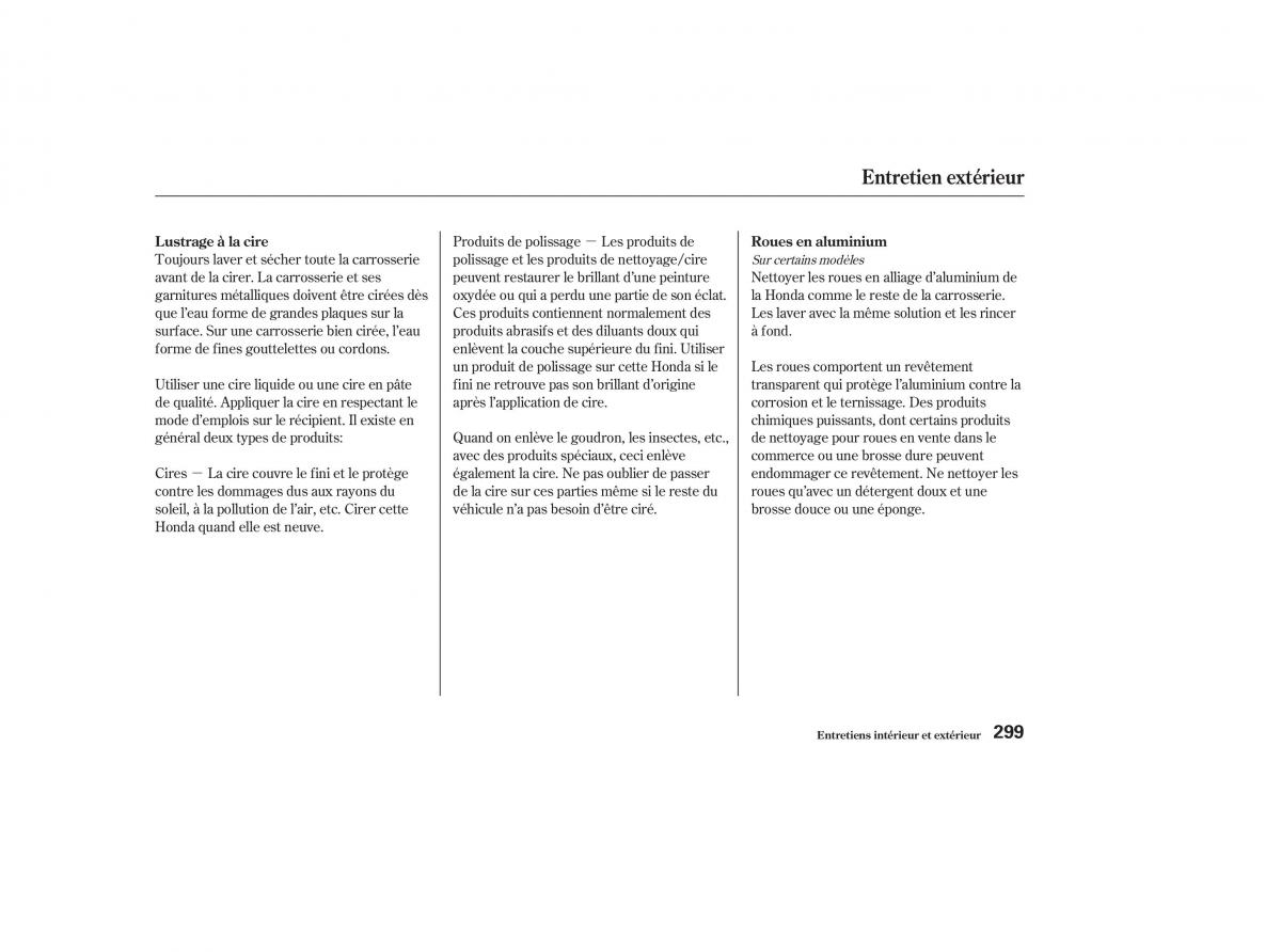 Honda CR V II 2 manuel du proprietaire / page 298