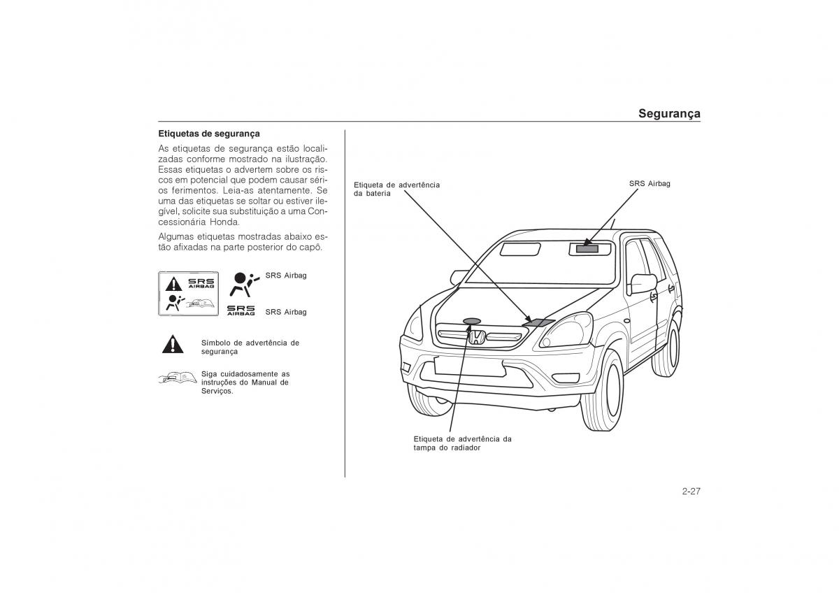 Honda CR V II 2 manual del propietario / page 37