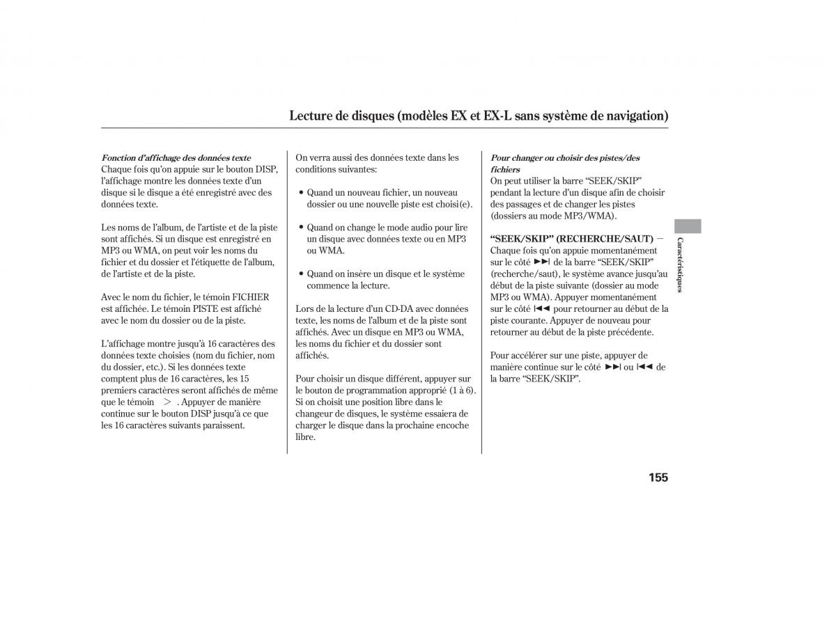 Honda CR V III 3 manuel du proprietaire / page 157