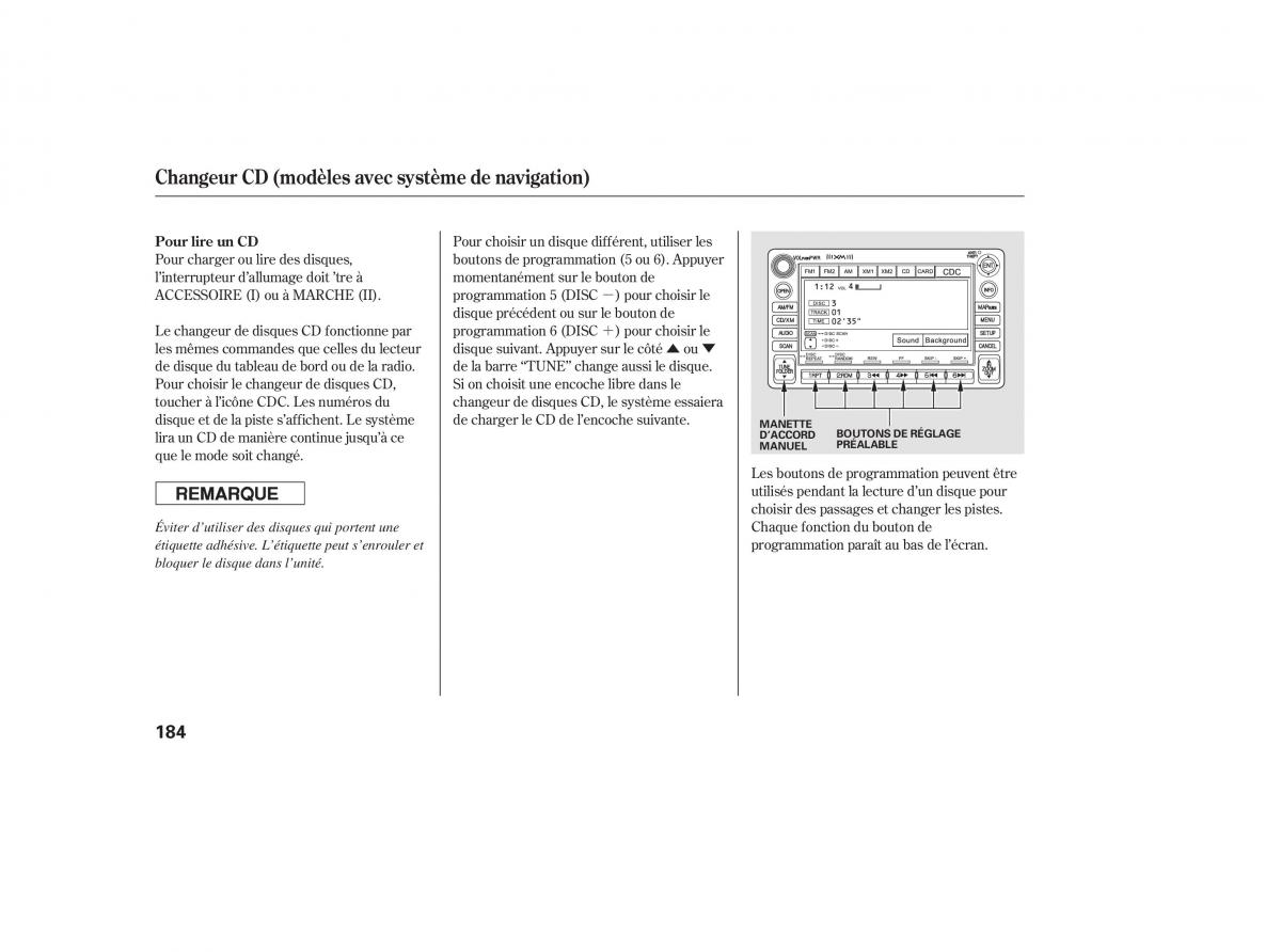 Honda CR V III 3 manuel du proprietaire / page 186