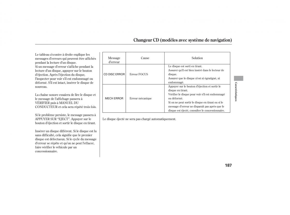 Honda CR V III 3 manuel du proprietaire / page 189