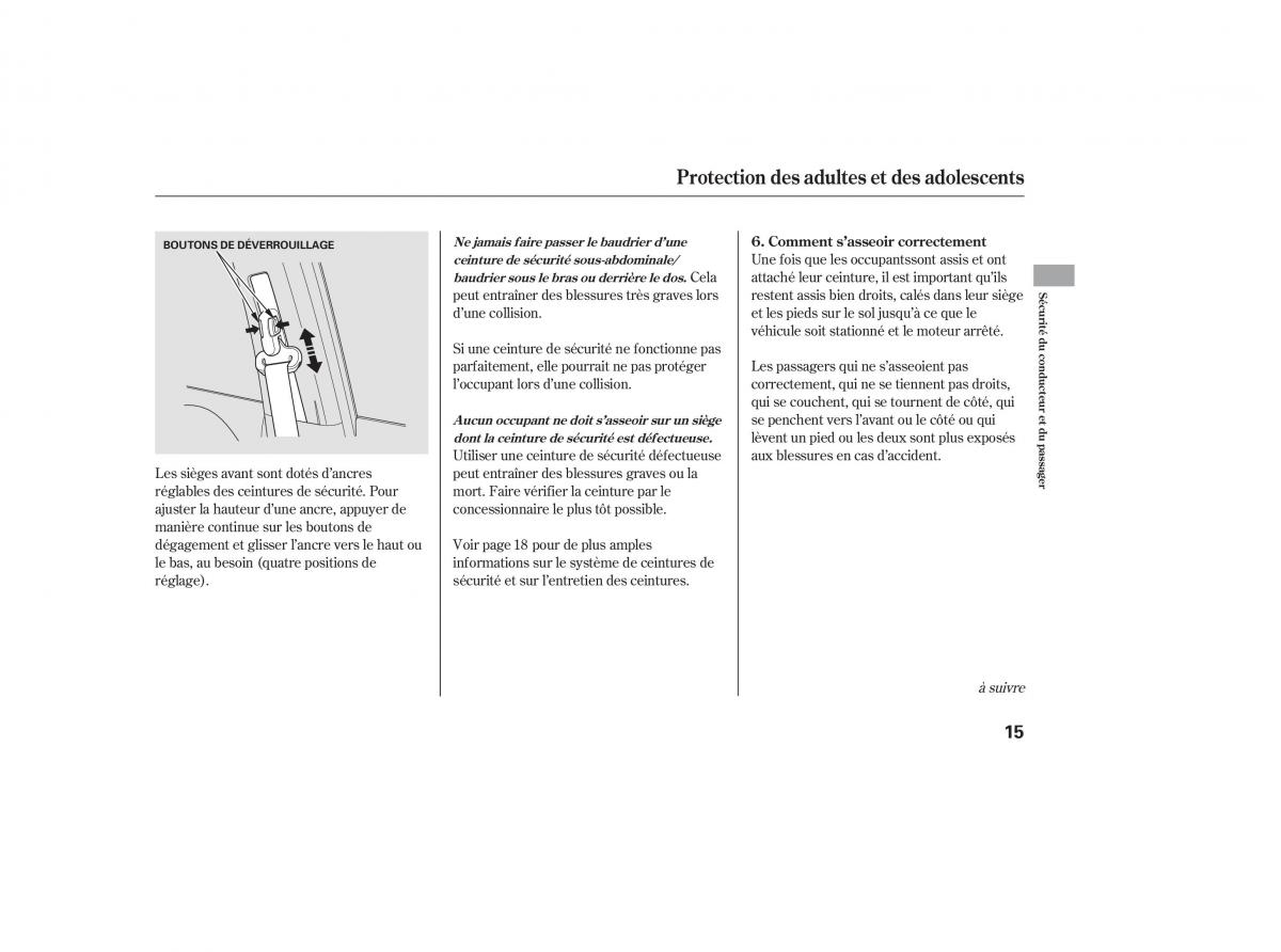 Honda CR V III 3 manuel du proprietaire / page 19