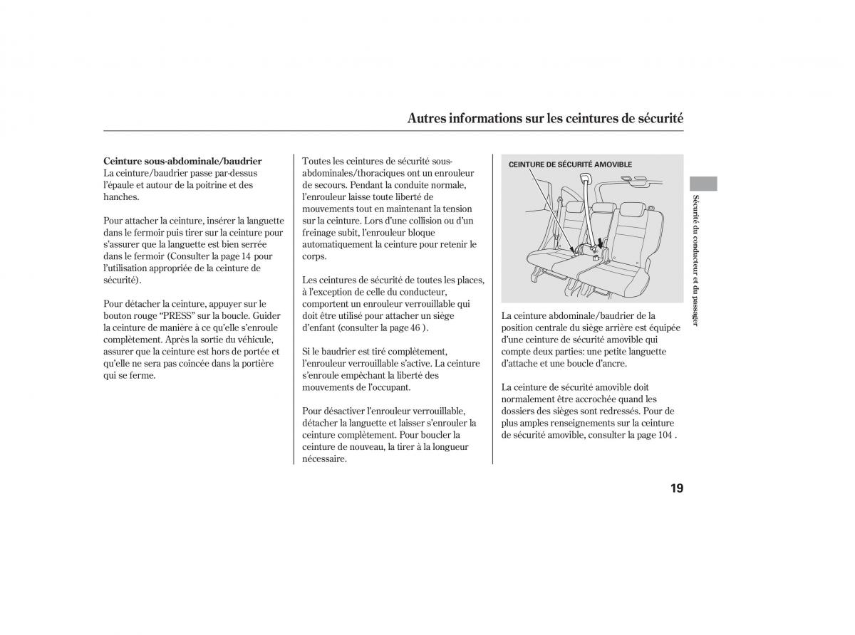 Honda CR V III 3 manuel du proprietaire / page 23