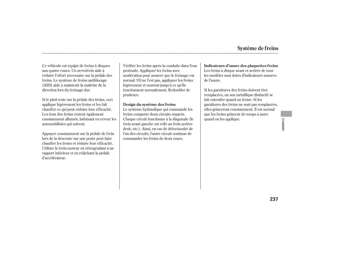 Honda CR V III 3 manuel du proprietaire / page 237