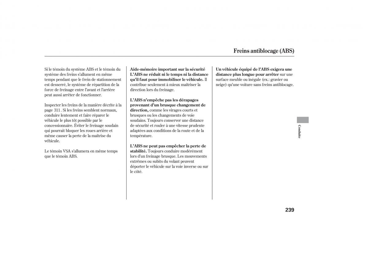 Honda CR V III 3 manuel du proprietaire / page 239