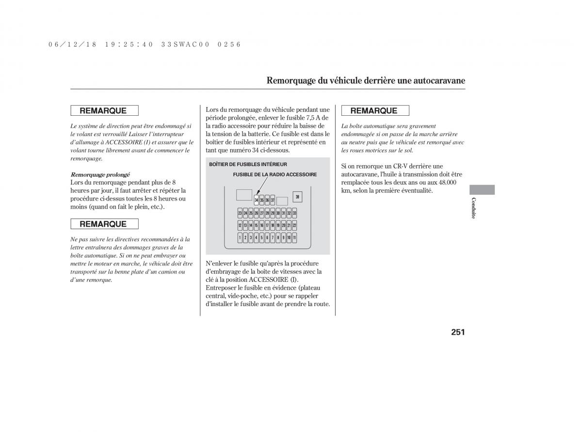 Honda CR V III 3 manuel du proprietaire / page 251